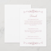 Elegante Dusty Rose Art Wedding Details Begleitkarte (Vorne/Hinten)