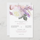 Elegante Dusty Rose Bloral No Parent Wedding Einladung (Vorderseite)