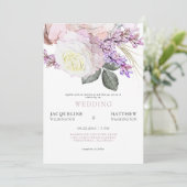 Elegante Dusty Rose Bloral No Parent Wedding Einladung (Stehend Vorderseite)