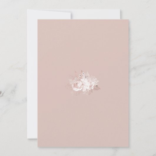 Elegante Dusty Rose Blumenwald Grüne Hochzeit Einladung (Rückseite)