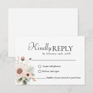 Elegante Dusty Rose Blush Blumen-Hochzeits-RSVP-Ka RSVP Karte