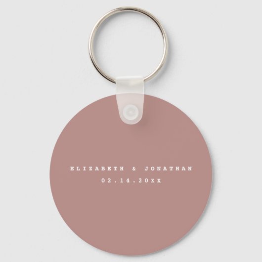 Elegante Dusty Rose Blush Foto Gastgeschenk Hochze Schlüsselanhänger (Rückseite)