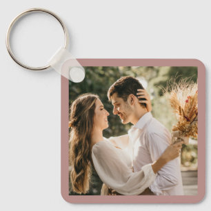 Elegante Dusty Rose Blush Foto Gastgeschenk Hochze Schlüsselanhänger