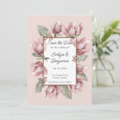 Elegante Dusty Rose Blush Save The Date (Stehend Vorderseite)