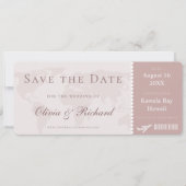Elegante Dusty Rose Boarding Save the Date Pass Einladung (Vorderseite)
