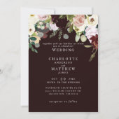 Elegante Dusty Rose & Burgund Keine Eltern Hochzei Einladung (Vorderseite)