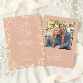 Elegante Dusty Rose Elfenbein Schrift Wilde Blumen Save The Date