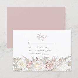 Elegante Dusty Rose & Elfenbeinblütenhochzeit RSVP Karte