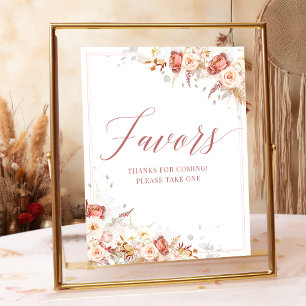 Elegante Dusty Rose Floral Bridal Favoriten Zeiche Poster