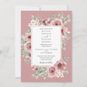 Elegante Dusty Rose Floral Gold Wedding Einladung (Vorderseite)