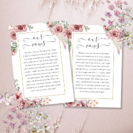 Elegante Dusty Rose Floral Wedding Vows Card Ankündigung