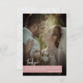 Elegante Dusty Rose Foto Banner Hochzeit Dankeskarte (Vorne/Hinten)