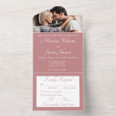 Elegante Dusty Rose Foto Hochzeit Einladung (Innen Boden)