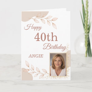 Elegante Dusty Rose Gold Foto 40. Geburtstag Karte
