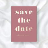Elegante Dusty Rose Gold Save the Date Karte