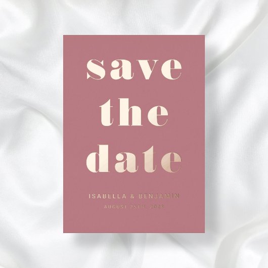 Elegante Dusty Rose Gold Save the Date Karte