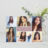 Elegante Dusty Rose Graduation Party FotoCollage Einladung (Stehend Vorderseite)