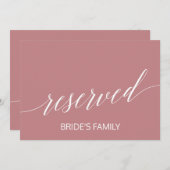 Elegante Dusty Rose Kalligraphie vorbehaltenes Zei (Vorne/Hinten)