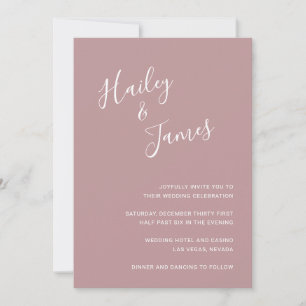 Elegante Dusty Rose Moderne Hochzeit Einladung