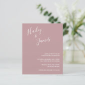 Elegante Dusty Rose Modernes Budget Einladung (Stehend Vorderseite)