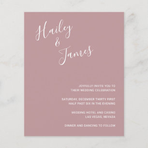 Elegante Dusty Rose Modernes Budget Einladung