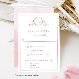 Elegante Dusty Rose Monogram und Watercolor UAWG RSVP Karte
