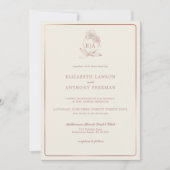 Elegante Dusty Rose Orchid Monogram Wedding Einladung (Vorderseite)