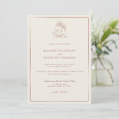 Elegante Dusty Rose Orchid Monogram Wedding Einladung (Stehend Vorderseite)