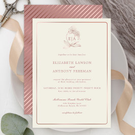 Elegante Dusty Rose Orchid Monogram Wedding Einladung