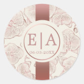 Elegante Dusty Rose Orchid Monogram Wedding Runder Aufkleber (Vorderseite)