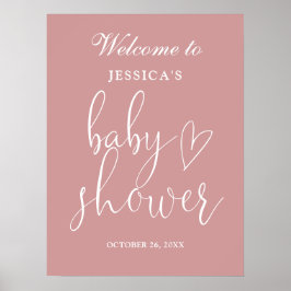 Elegante Dusty Rose Pink Baby Dusche Begrüßungszei Poster