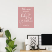 Elegante Dusty Rose Pink Baby Sprinkle Begrüßungsz Poster (Heimbüro)