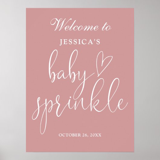 Elegante Dusty Rose Pink Baby Sprinkle Begrüßungsz Poster (Vorne)