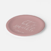 Elegante Dusty Rose Pink Baby Sprinkle Dusche Pappteller (Schrägansicht)