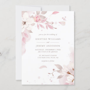 Elegante Dusty Rose Rosa Blumenhochzeit Einladung