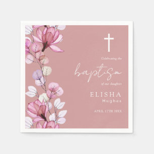 Elegante Dusty Rose Rosa Elegante Blumentaufe Serviette