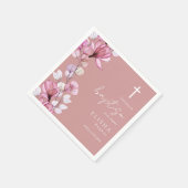 Elegante Dusty Rose Rosa Elegante Blumentaufe Serviette (Ecke)