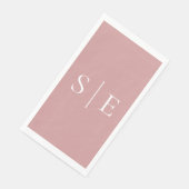 Elegante Dusty Rose Rosa Monogramm Minimalistisch Serviette (Ecke)