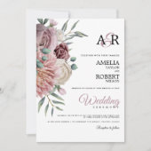 Elegante Dusty Rose Rosa Wasserfarben Einladung (Vorderseite)