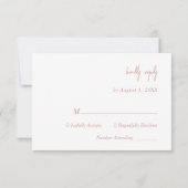 Elegante Dusty Rose Script Wedding RSVP Card Karte (Rückseite)
