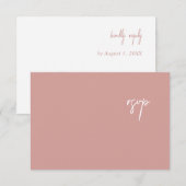 Elegante Dusty Rose Script Wedding RSVP Card Karte (Vorne/Hinten)