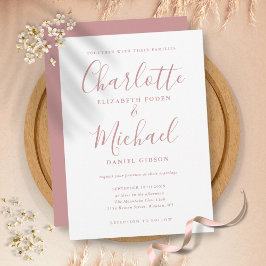 Elegante Dusty Rose Signature Schrift Hochzeit Einladung