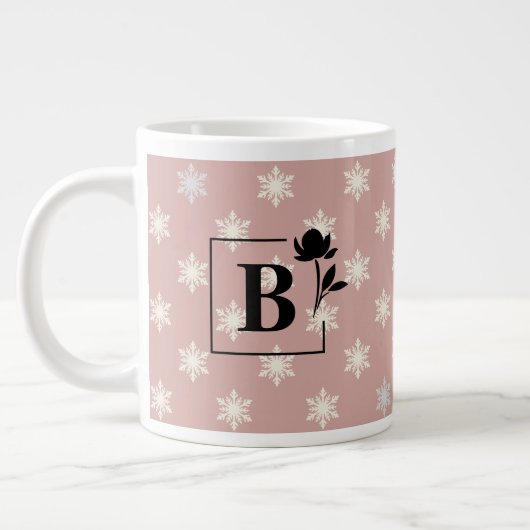 Elegante Dusty Rose Snowflake Monogram Tasse (Links)