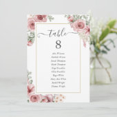 Elegante Dusty Rose Tischnummer (Stehend Vorderseite)