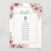 Elegante Dusty Rose Tischnummer (Vorderseite)