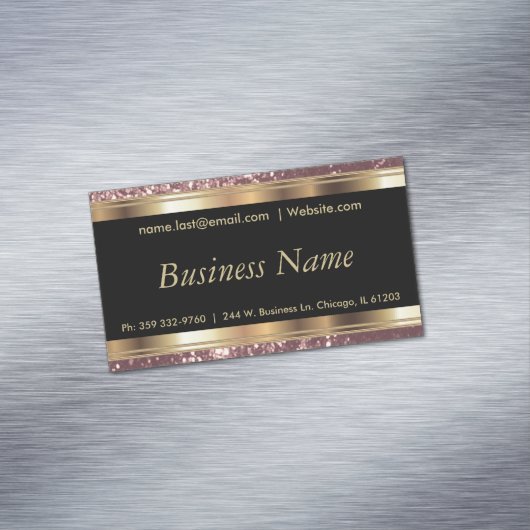 Elegante Dusty Rose und Black and Gold Magnetische Visitenkarte (Beispiel)