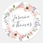 Elegante Dusty Rose und Peach Blumenzeremonie Runder Aufkleber (Vorderseite)