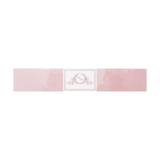 Elegante Dusty Rose Wasserfarbe, Monogramm Hochzei Einladungsbanderole (Flach)