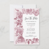 Elegante Dusty Rose Wasserfarbene Hochzeit der Blu Save The Date (Vorderseite)