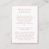 Elegante Dusty Rose Watercolor Hochzeitsdetails Begleitkarte (Vorderseite)